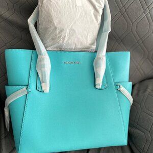 Michael Kors Leather Aqua Blue Tote